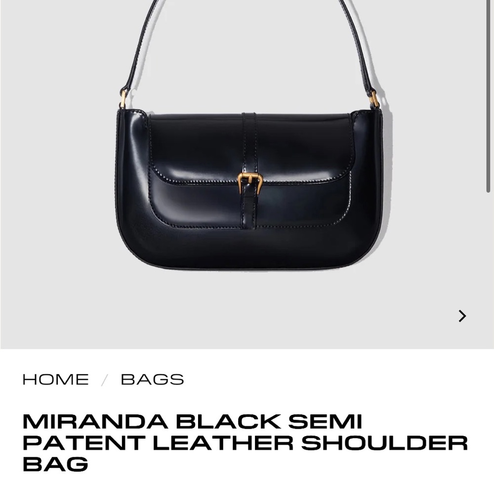 BYFAR Black Semi Patent Leather Shoulder Bag